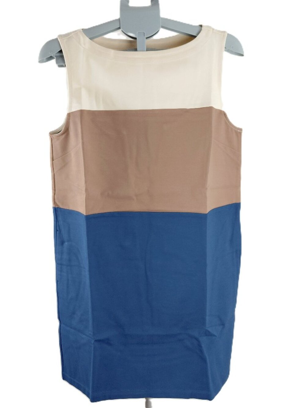 Betabrand Colorblock Shift Dress Women's Size Large Blue Multi Knit Sleeveless